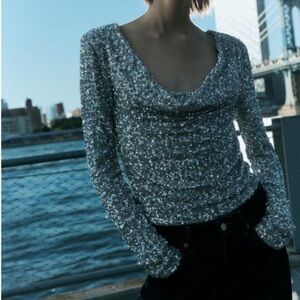 Zara Silver Sequin Top